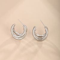 1 Paire XUPING Style Simple Forme C Placage Acier Inoxydable 304 Plaqué Or 18K Acier Brut Boucles D'Oreilles main image 10