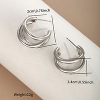 1 Pair XUPING Simple Style C Shape Plating 304 Stainless Steel 18K Gold Plated Raw Steel Ear Studs main image 6