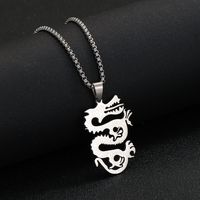 Chinoiserie Hip-hop Dragon Stainless Steel Unisex Pendant Necklace sku image 1