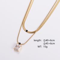 304 Stainless Steel 18K Gold Plated Casual Geometric Zircon Double Layer Necklaces main image 3