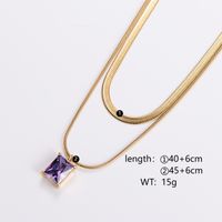 304 Stainless Steel 18K Gold Plated Casual Geometric Zircon Double Layer Necklaces main image 2