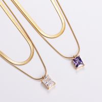 304 Stainless Steel 18K Gold Plated Casual Geometric Zircon Double Layer Necklaces main image 5