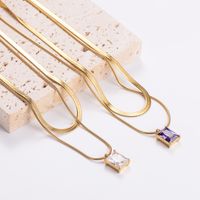 304 Stainless Steel 18K Gold Plated Casual Geometric Zircon Double Layer Necklaces main image 7