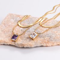 304 Stainless Steel 18K Gold Plated Casual Geometric Zircon Double Layer Necklaces main image 1