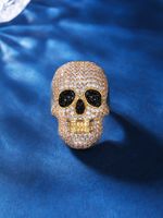 Retro Punk Skull Copper Plating Inlay Zircon Rings main image 3
