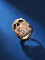 Retro Punk Skull Copper Plating Inlay Zircon Rings sku image 1