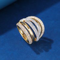 Modern Style Simple Style Geometric Copper Plating Inlay Zircon Rings main image 3