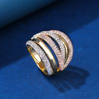 Modern Style Simple Style Geometric Copper Plating Inlay Zircon Rings main image 4