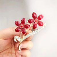 Fashion Flower Alloy Plating Inlay Artificial Gemstones Pearl Women's Brooches sku image 34