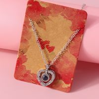 Romantic Simple Style Letter Number Heart Shape Zinc Alloy Plating Inlay Rhinestones Women's Pendant Necklace sku image 2