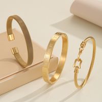 Simple Style Letter Stainless Steel 18k Gold Plated Bangle sku image 1