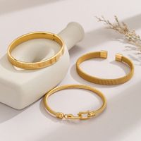 Simple Style Letter Stainless Steel 18k Gold Plated Bangle main image 6