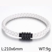 Simple Style Geometric Pu Leather Titanium Steel Plating Men's Bracelets main image 2