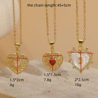 Elegant Luxurious Classic Style Heart Shape Copper Plating Inlay Zircon 14k Gold Plated Pendant Necklace main image 3