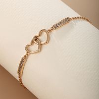 Elegant Xuping Simple Style Heart Shape Alloy Plating Inlay Artificial Diamond 18k Gold Plated Women's Bracelets main image 3