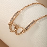 Elegant Xuping Simple Style Heart Shape Alloy Plating Inlay Artificial Diamond 18k Gold Plated Women's Bracelets main image 4