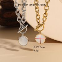 Wholesale Elegant Simple Style Round 304 Stainless Steel Toggle Plating Inlay Shell Necklace main image 3