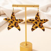 1 Pair Retro Starfish Leopard Plating Alloy Ear Studs main image 1