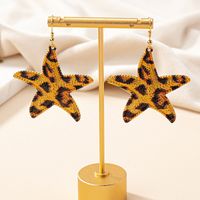 1 Pair Retro Starfish Leopard Plating Alloy Ear Studs main image 6