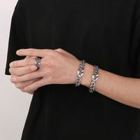 Wholesale Punk Geometric Titanium Steel Rings Bracelets main image 5