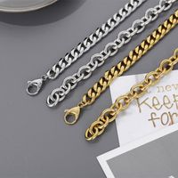 Titanium Steel 18K Gold Plated Hip-Hop Plating Lock Bracelets Necklace main image 5