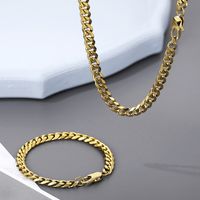 Titan Stahl 18 Karat Vergoldet Hip Hop Überzug Geometrisch Armbänder Halskette main image 4