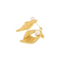 1 Pair Simple Style Irregular Plating Inlay Titanium Steel Artificial Pearls 18K Gold Plated Ear Studs main image 5