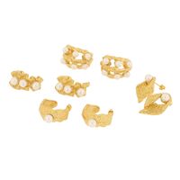 1 Pair Simple Style Solid Color Plating Inlay Titanium Steel Artificial Pearls 18K Gold Plated Ear Studs main image 5