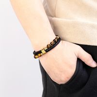 Simple Style Geometric Leather Rope Stone Metal Handmade Metal Button Unisex Bracelets main image 6