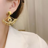 1 Pair Vintage Style Exaggerated Eye Plating Inlay Copper Alloy Zircon Drop Earrings main image 3