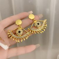 1 Pair Vintage Style Exaggerated Eye Plating Inlay Copper Alloy Zircon Drop Earrings main image 6