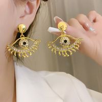 1 Pair Vintage Style Exaggerated Eye Plating Inlay Copper Alloy Zircon Drop Earrings main image 1