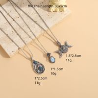 Vintage Style Leaf Moon Water Droplets Alloy Enamel Inlay Natural Stone Women's Pendant Necklace main image 3