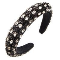 Women's Vintage Style Solid Color Cloth Inlay Rhinestones Hair Band sku image 4