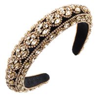 Women's Vintage Style Solid Color Cloth Inlay Rhinestones Hair Band sku image 1