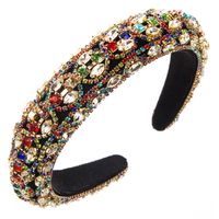 Women's Vintage Style Solid Color Cloth Inlay Rhinestones Hair Band sku image 2