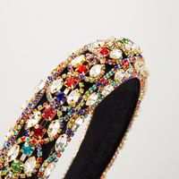 Mujeres Estilo Vintage Color Sólido Tela Embutido Diamantes De Imitación Banda Para El Cabello main image 3