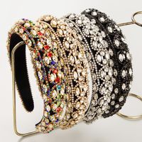 Women's Vintage Style Solid Color Cloth Inlay Rhinestones Hair Band main image 1