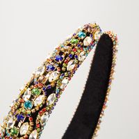 Women's Vintage Style Solid Color Cloth Inlay Rhinestones Hair Band main image 4