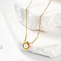 304 Stainless Steel Simple Style Inlay Solid Color Artificial Pearls Pendant Necklace main image 8