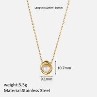 304 Stainless Steel Simple Style Inlay Solid Color Artificial Pearls Pendant Necklace main image 2