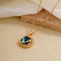 Wholesale IG Style Simple Style Universe Starry Sky 304 Stainless Steel Copper Plating Inlay Gold Plated Zircon Charms Necklace main image 4