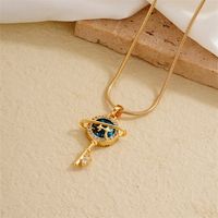 Wholesale IG Style Simple Style Universe Starry Sky 304 Stainless Steel Copper Plating Inlay Gold Plated Zircon Charms Necklace main image 8