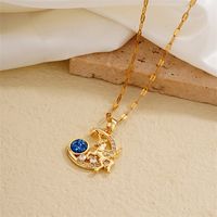 Wholesale IG Style Simple Style Universe Starry Sky 304 Stainless Steel Copper Plating Inlay Gold Plated Zircon Charms Necklace main image 9