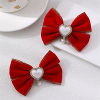 Women's Cute Sweet Bow Knot Alloy Organza Inlay Artificial Pearls Hair Clip main image 10