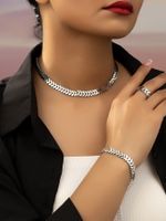 Elegant Simple Style Grain Ferroalloy Women's Rings Bracelets Necklace main image 6