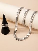 Elegant Simple Style Grain Ferroalloy Women's Rings Bracelets Necklace main image 3