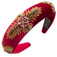 Women's Lady Flower Flannel Inlay Artificial Gemstones Hair Band sku image 1