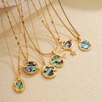 Wholesale IG Style Vintage Style Round Starry Sky 304 Stainless Steel Copper Plating Inlay K Gold Plated Zircon Charms Necklace main image 1