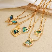 Wholesale IG Style Vintage Style Starry Sky Heart Shape Butterfly 304 Stainless Steel Copper Plating Inlay K Gold Plated Zircon Charms Necklace main image 1